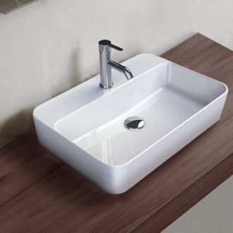 Bathroom Sink Rectangular White Ceramic Vessel Sink CeraStyle 078600-U